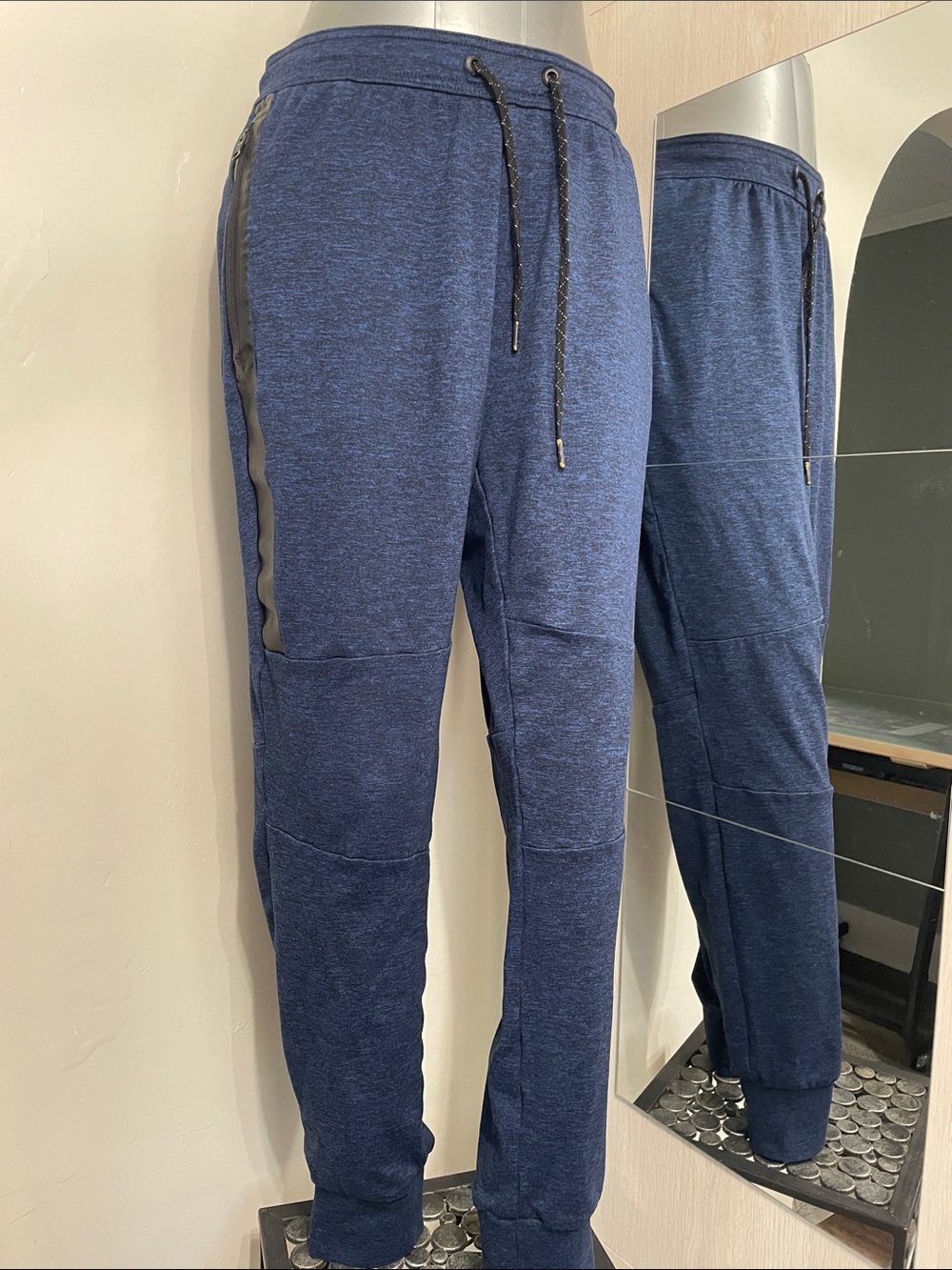 American Eagle Outfitters Navy Heather Jogger Pants with Side Stripe